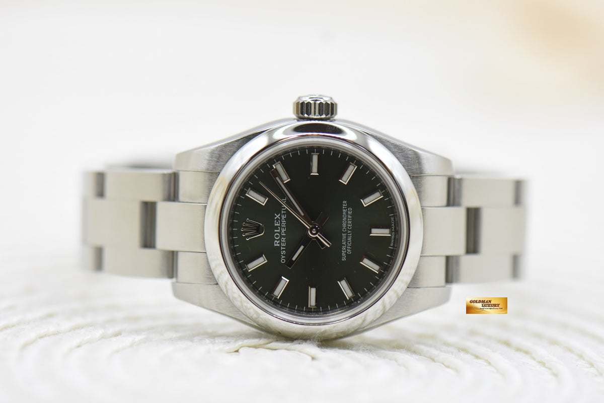 [SOLD] ROLEX OYSTER PERPETUAL 26mm STEEL BRACELET OLIVE GREEN DIAL 176200 (MINT)
