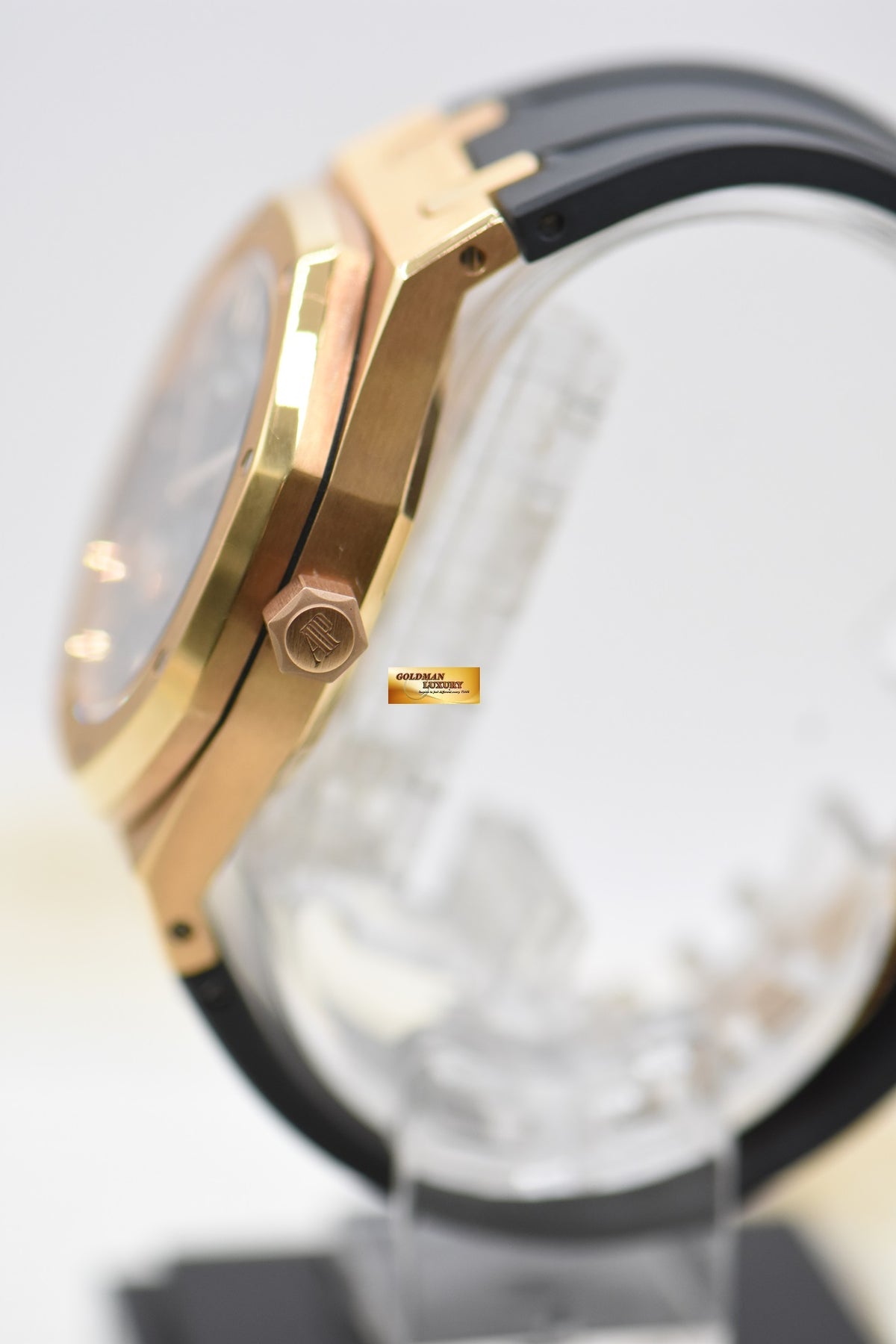 [SOLD] AUDEMARS PIGUET ROYAL OAK DUAL TIME POWER RESERVE 39mm ROSE GOLD IN LEATHER STRAP BLACK DIAL AUTOMATIC 26120OR (MINT)