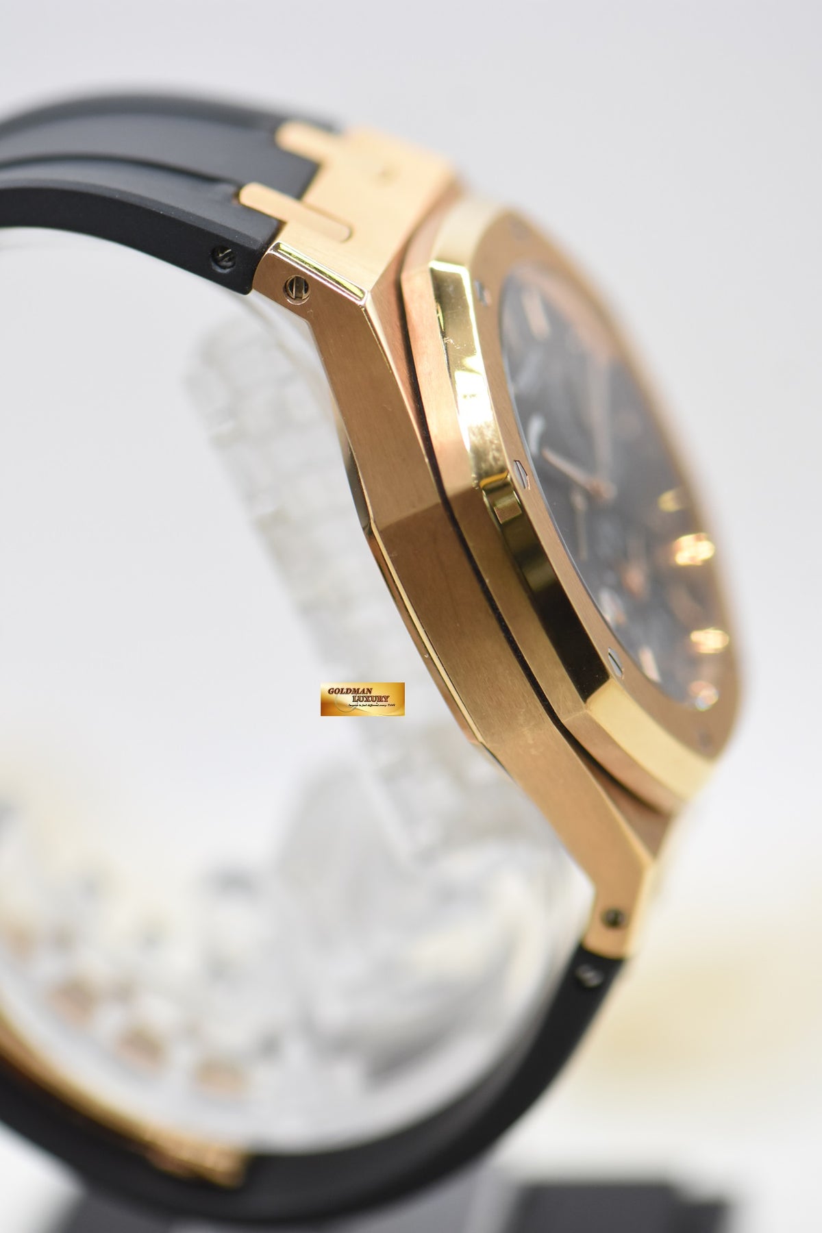 [SOLD] AUDEMARS PIGUET ROYAL OAK DUAL TIME POWER RESERVE 39mm ROSE GOLD IN LEATHER STRAP BLACK DIAL AUTOMATIC 26120OR (MINT)