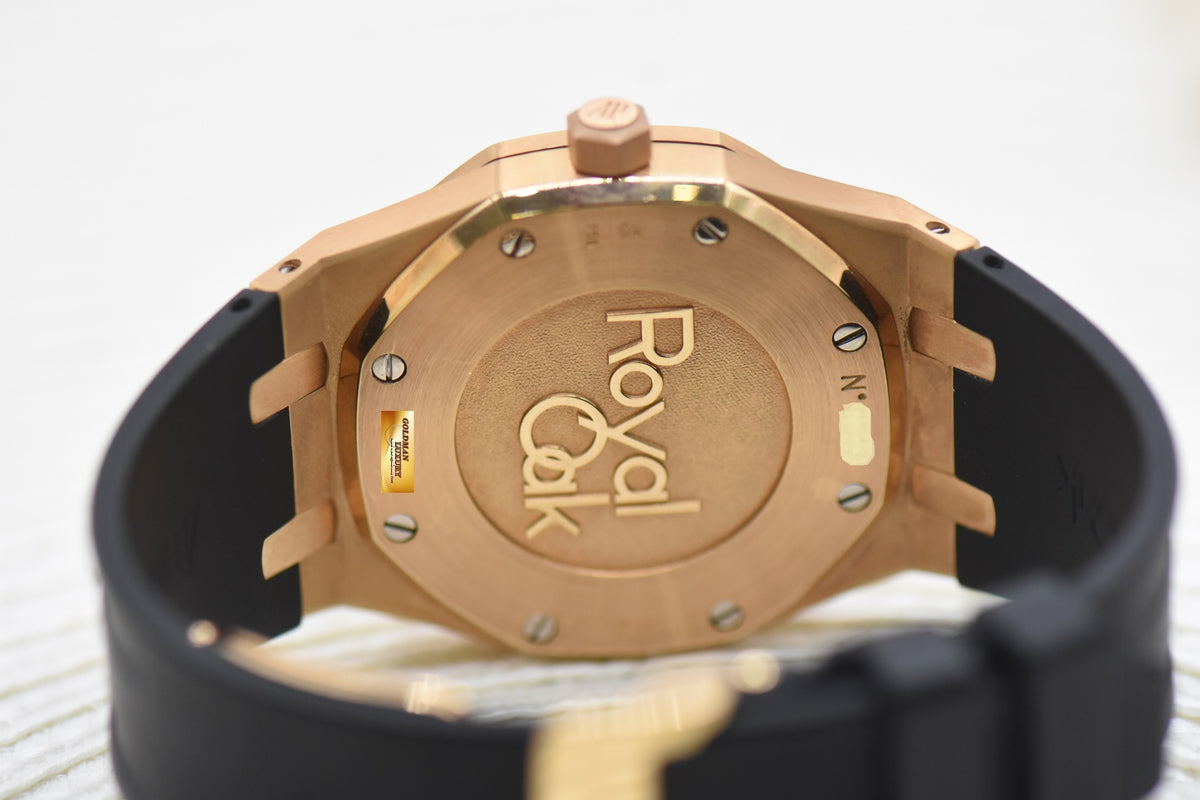 [SOLD] AUDEMARS PIGUET ROYAL OAK DUAL TIME POWER RESERVE 39mm ROSE GOLD IN LEATHER STRAP BLACK DIAL AUTOMATIC 26120OR (MINT)