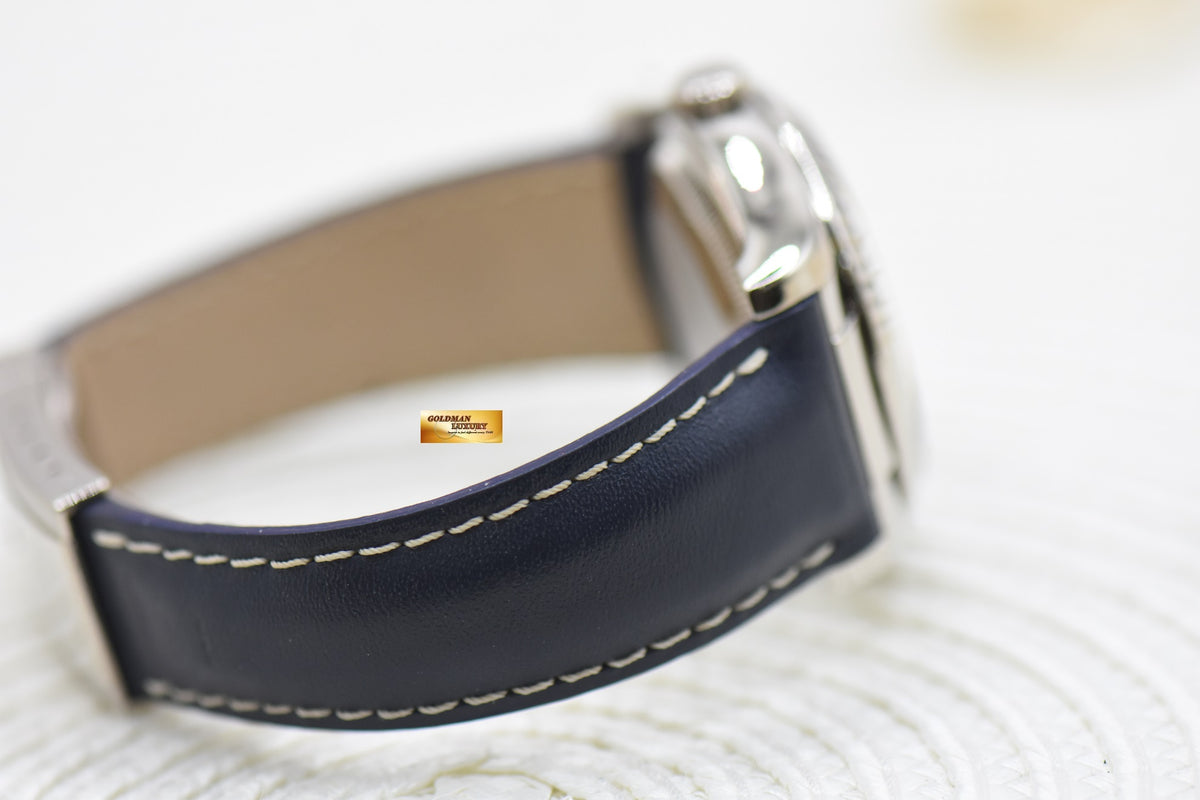 [SOLD] ROLEX OYSTER DATEJUST 36mm WHITE GOLD IN LEATHER STRAP BLUE DIAL 116139 (MINT)