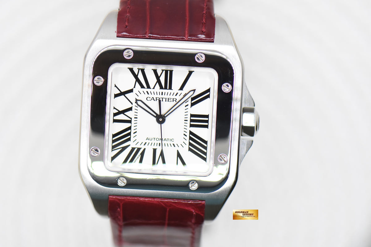 [SOLD] CARTIER SANTOS 100XL STEEL IN LEATHER STRAP AUTOMATIC W20073X8 (MINT)