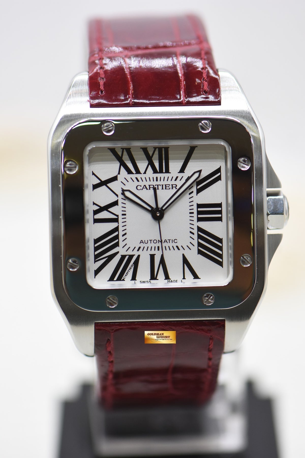[SOLD] CARTIER SANTOS 100XL STEEL IN LEATHER STRAP AUTOMATIC W20073X8 (MINT)