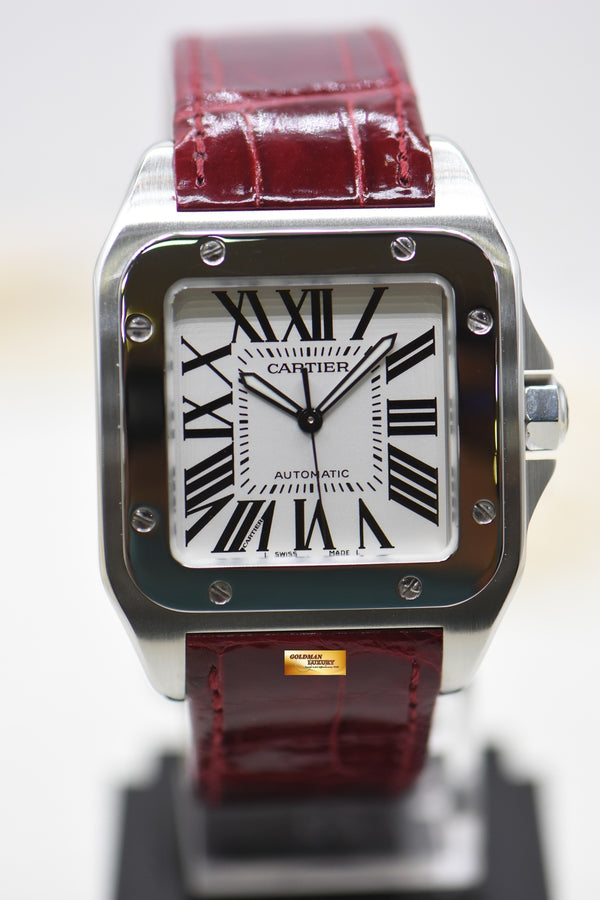 [SOLD] CARTIER SANTOS 100XL STEEL IN LEATHER STRAP AUTOMATIC W20073X8 (MINT)
