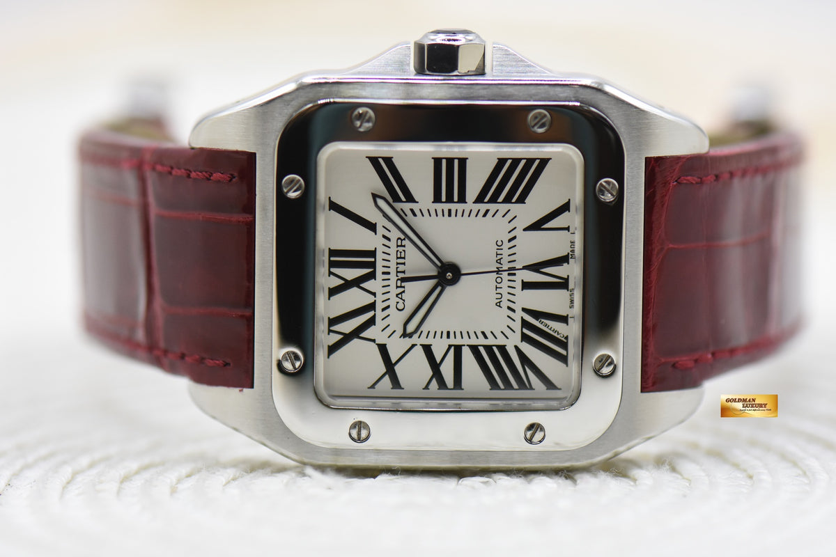 [SOLD] CARTIER SANTOS 100XL STEEL IN LEATHER STRAP AUTOMATIC W20073X8 (MINT)