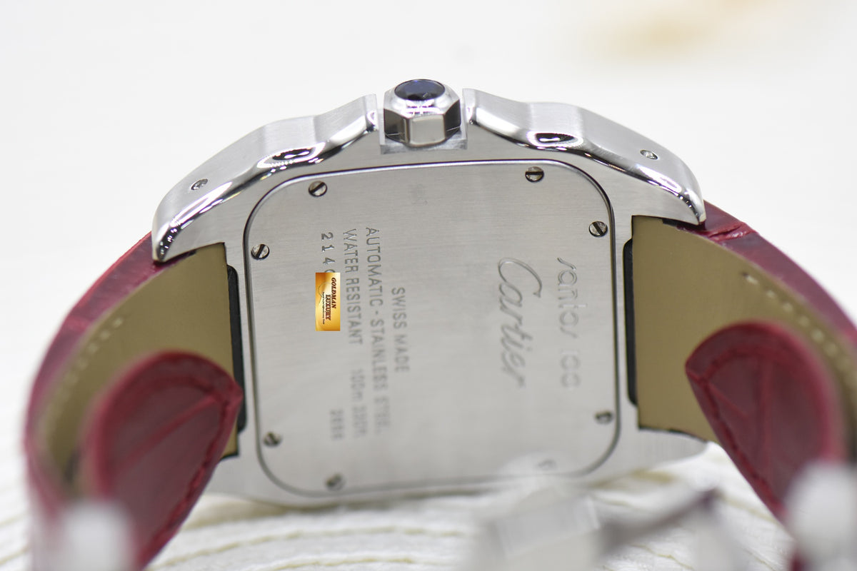 [SOLD] CARTIER SANTOS 100XL STEEL IN LEATHER STRAP AUTOMATIC W20073X8 (MINT)