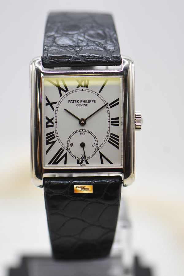 PATEK PHILIPPE GONDOLO SMALL SECONDS WHITE GOLD IN LEATHER STRAP MANUAL 5014G (MINT)
