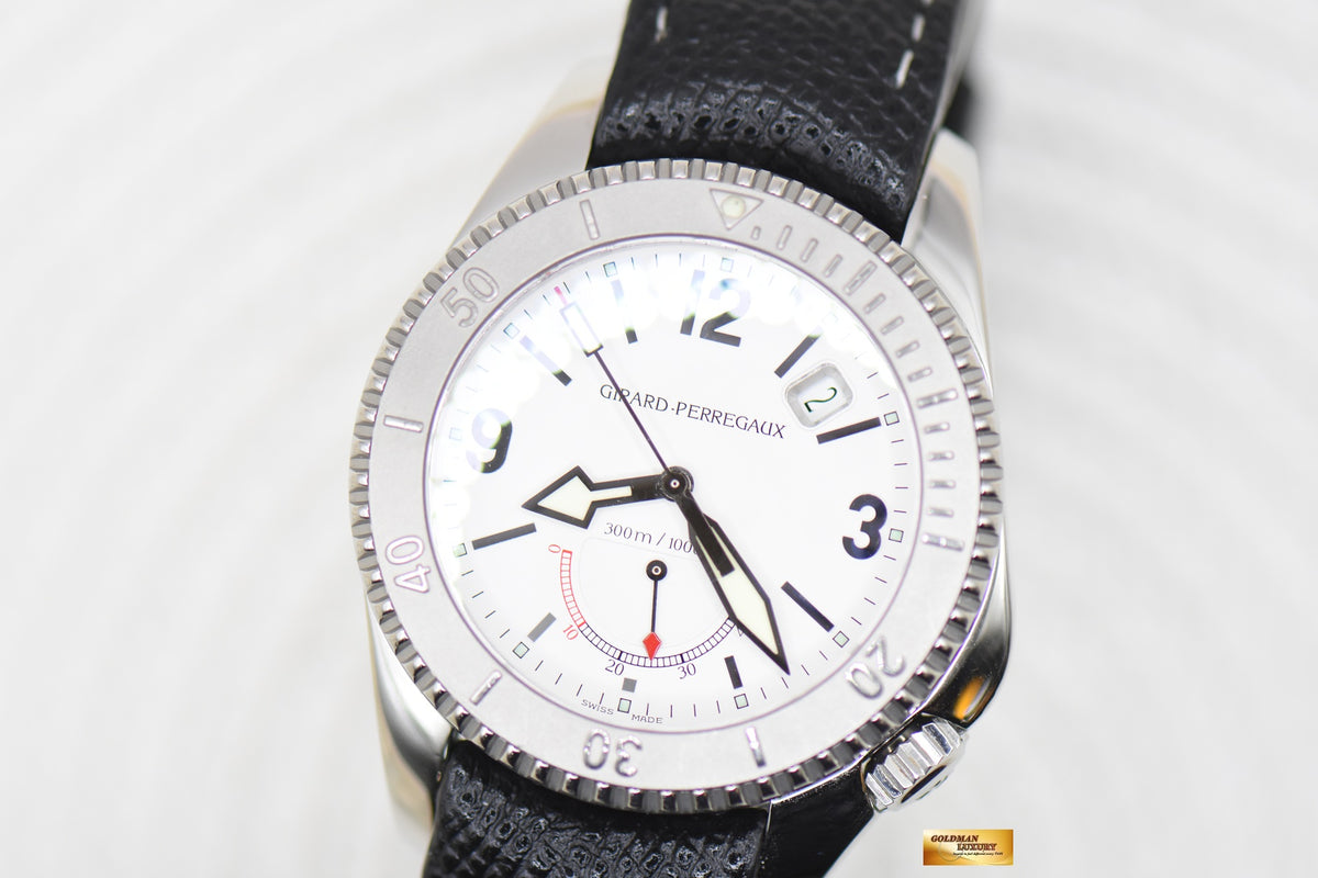 [SOLD] GIRARD PERREGAUX SEA HAWK II 40mm POWER RESERVE STEEL IN LEATHER STRAP WHITE 4992 (MINT)