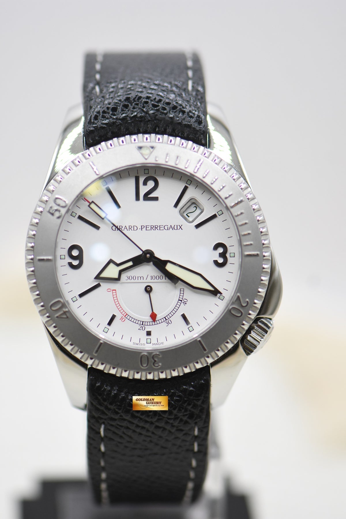 [SOLD] GIRARD PERREGAUX SEA HAWK II 40mm POWER RESERVE STEEL IN LEATHER STRAP WHITE 4992 (MINT)