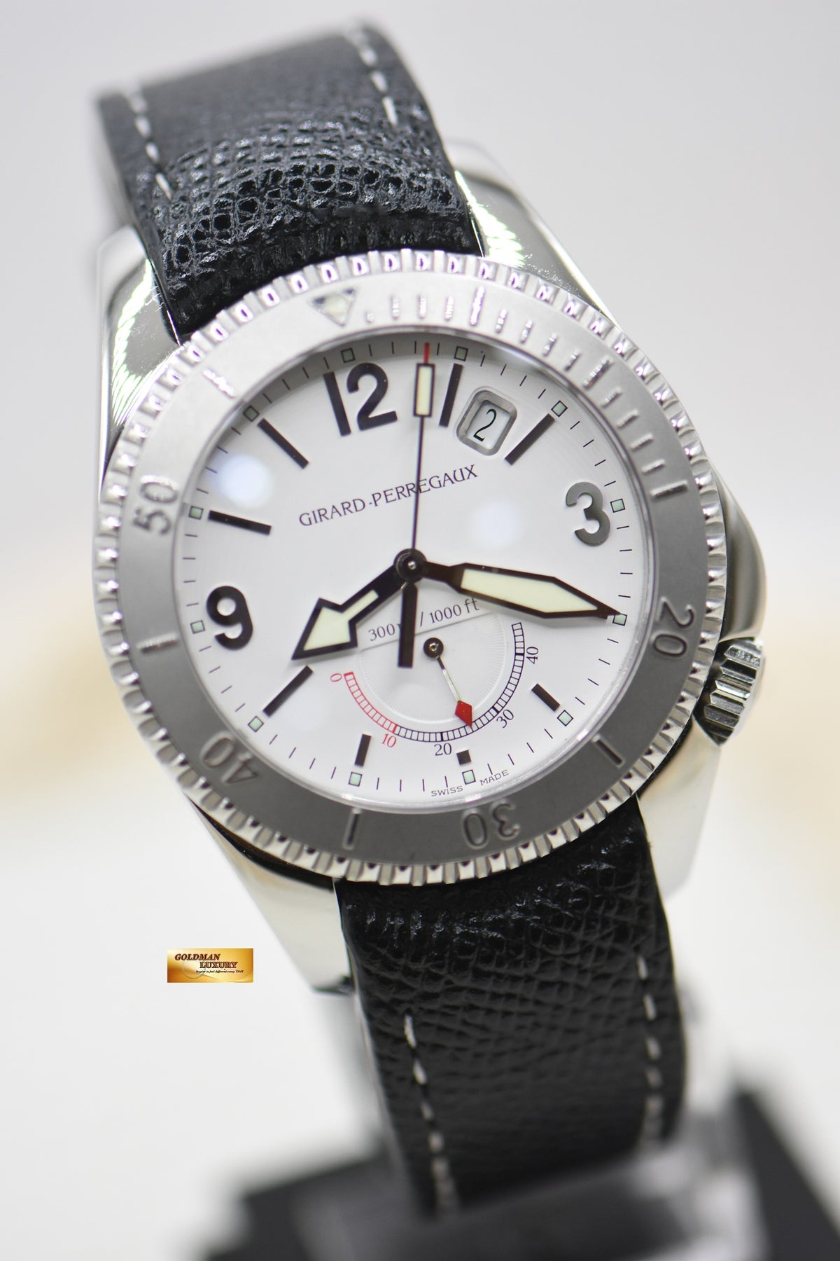 [SOLD] GIRARD PERREGAUX SEA HAWK II 40mm POWER RESERVE STEEL IN LEATHER STRAP WHITE 4992 (MINT)