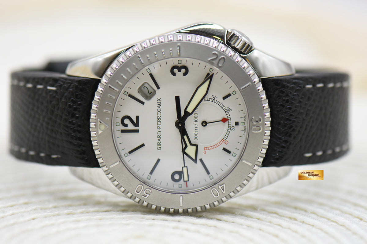 [SOLD] GIRARD PERREGAUX SEA HAWK II 40mm POWER RESERVE STEEL IN LEATHER STRAP WHITE 4992 (MINT)