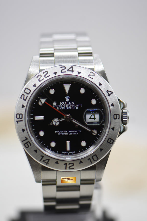 ROLEX OYSTER EXPLORER II 40mm STEEL BLACK DIAL 16570 (MINT)