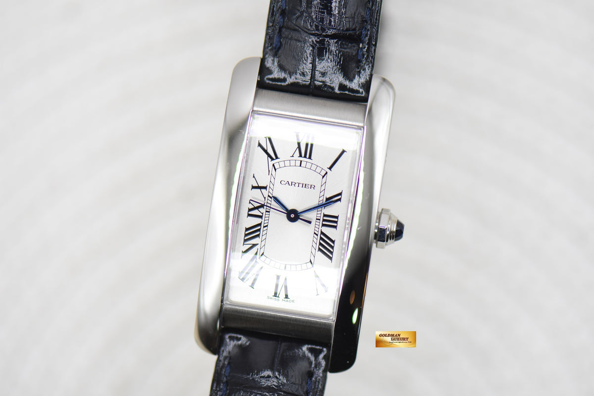 [SOLD] CARTIER TANK AMERICAINE STEEL IN LEATHER AUTOMATIC WSTA0017 (MINT)