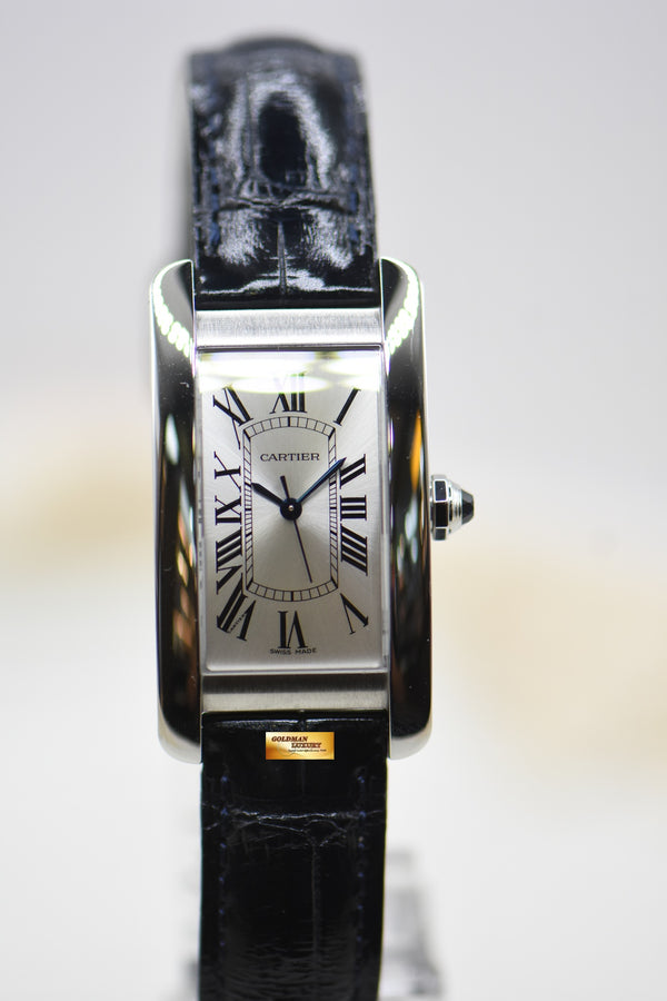 [SOLD] CARTIER TANK AMERICAINE STEEL IN LEATHER AUTOMATIC WSTA0017 (MINT)