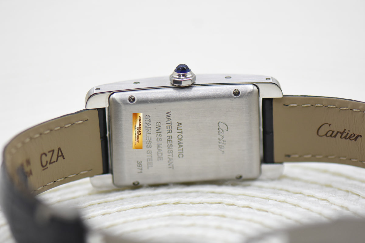 [SOLD] CARTIER TANK AMERICAINE STEEL IN LEATHER AUTOMATIC WSTA0017 (MINT)