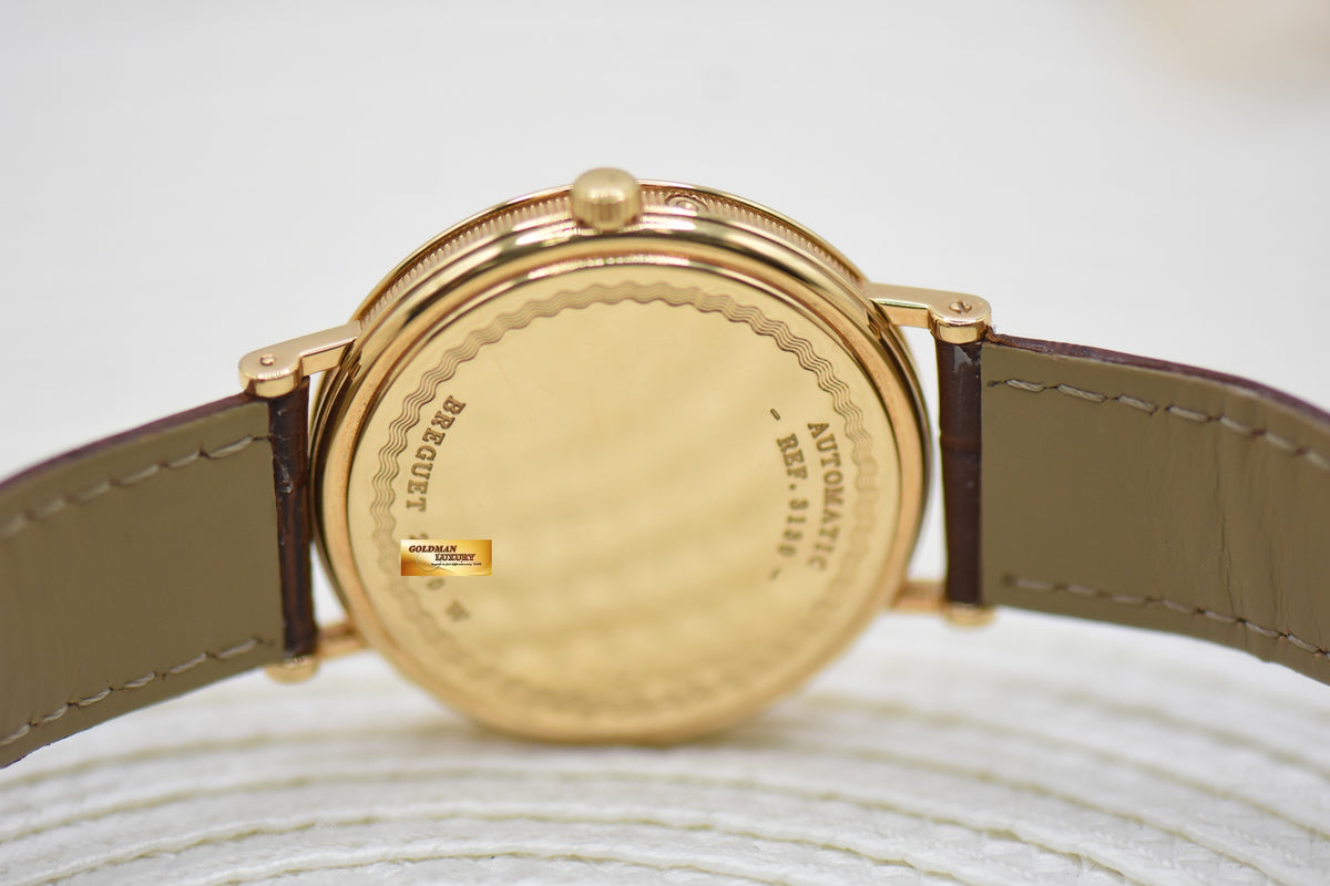 [SOLD] BREGUET CLASSIQUE POWER RESERVE MOONPHASE 36mm YELLOW GOLD IN LEATHER STRAP AUTOMATIC 3130BA (MINT)