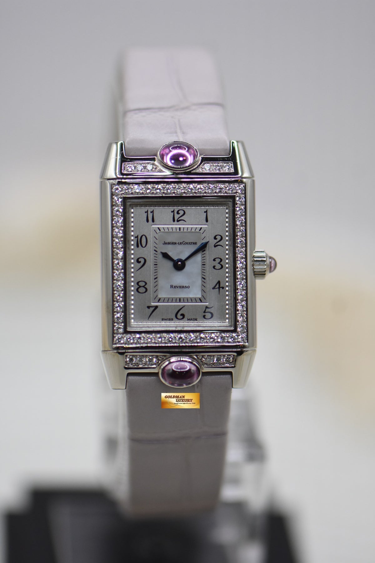 [SOLD] JLC REVERSO JOAILLERIE CABOCHONS LADIES 18K WHITE GOLD DIAMONDS MANUAL WINDING Q2623402 (MINT)