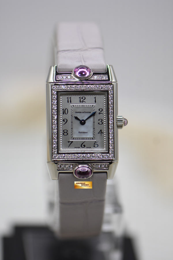 [SOLD] JLC REVERSO JOAILLERIE CABOCHONS LADIES 18K WHITE GOLD DIAMONDS MANUAL WINDING Q2623402 (MINT)