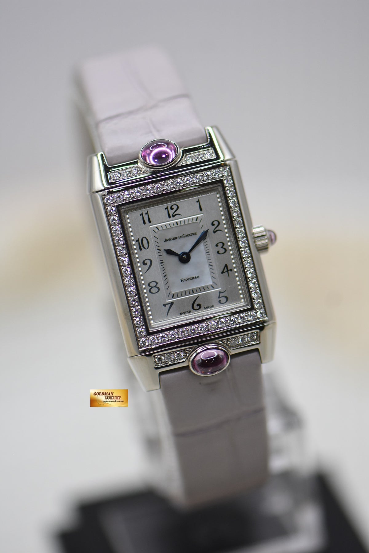 [SOLD] JLC REVERSO JOAILLERIE CABOCHONS LADIES 18K WHITE GOLD DIAMONDS MANUAL WINDING Q2623402 (MINT)