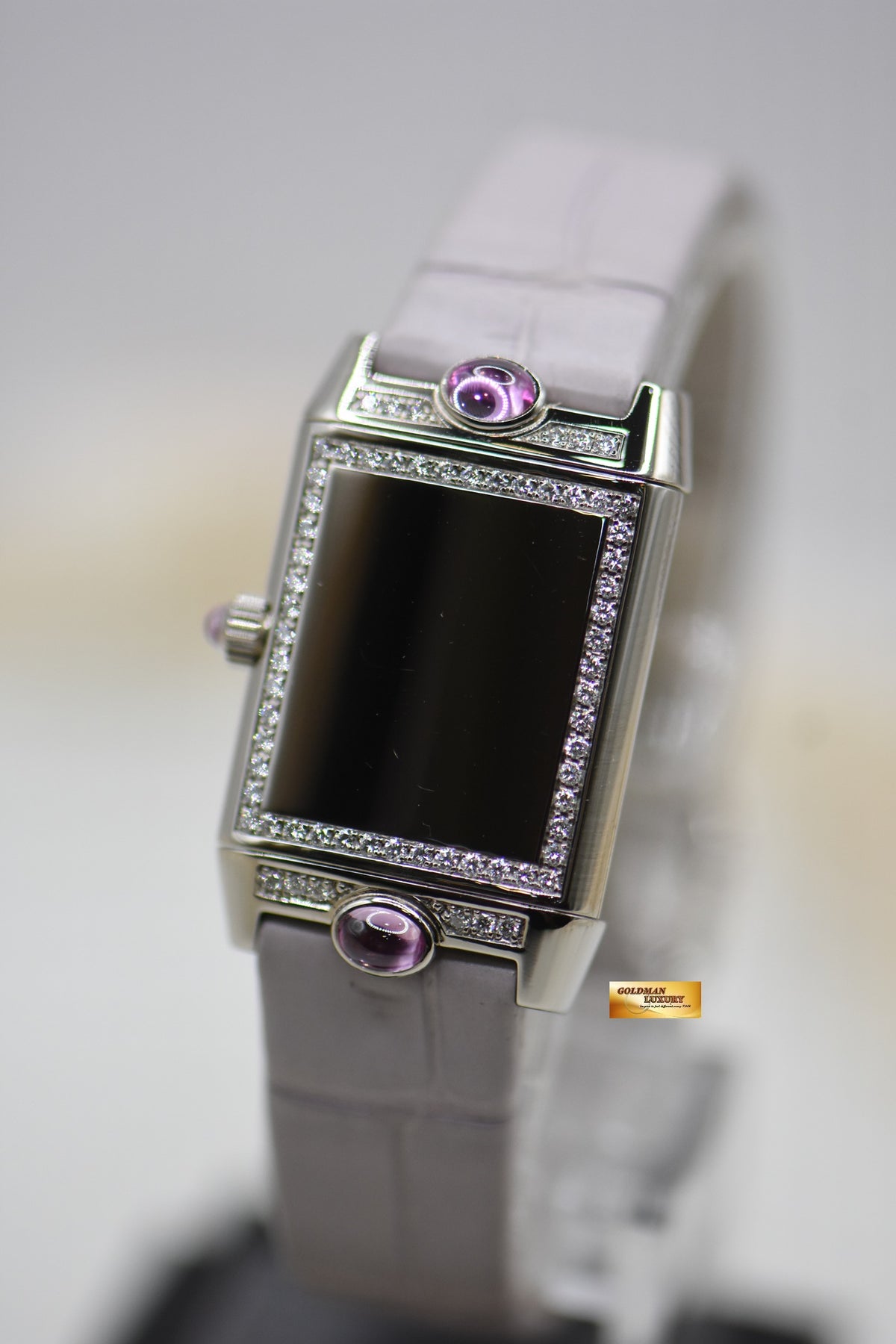 [SOLD] JLC REVERSO JOAILLERIE CABOCHONS LADIES 18K WHITE GOLD DIAMONDS MANUAL WINDING Q2623402 (MINT)