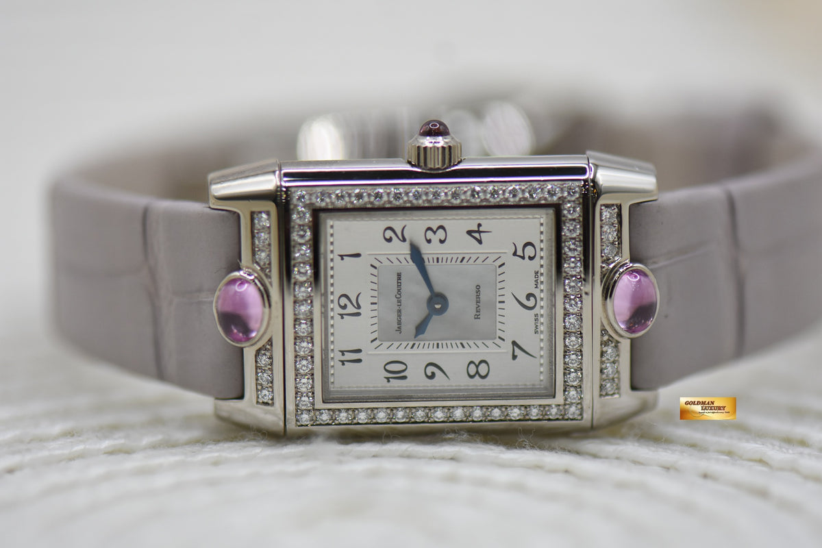 [SOLD] JLC REVERSO JOAILLERIE CABOCHONS LADIES 18K WHITE GOLD DIAMONDS MANUAL WINDING Q2623402 (MINT)