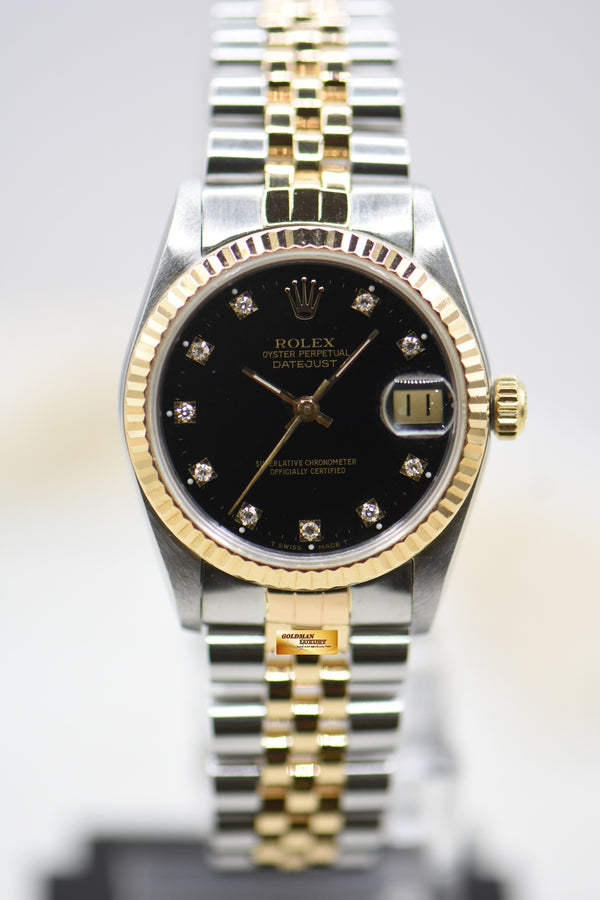 [SOLD] ROLEX OYSTER DATEJUST 31mm HALF-GOLD IN JUBILEE BRACELET BLACK DIAMOND DIAL 68273 (MINT)