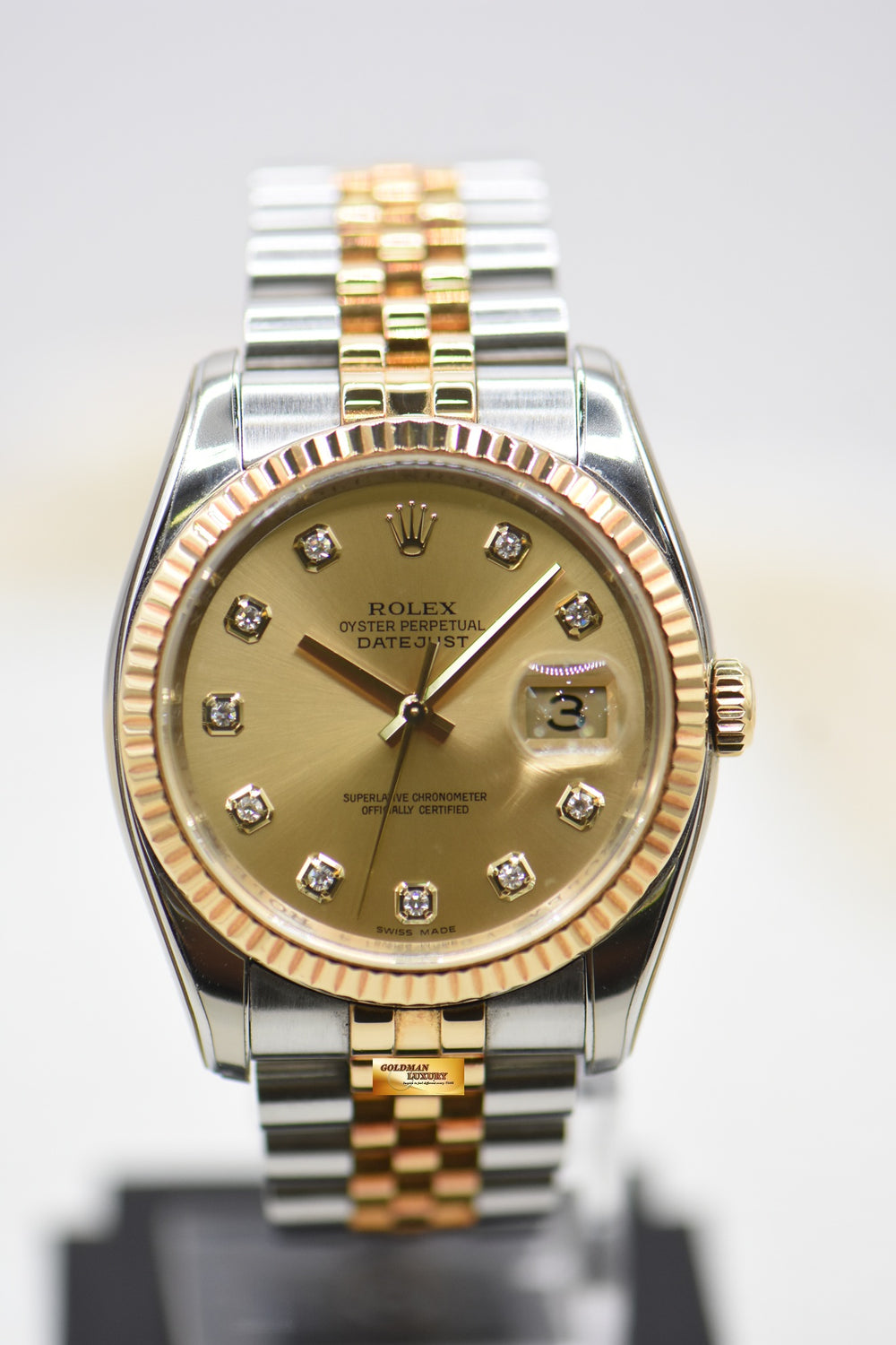Image 23: ROLEX OYSTER DATEJUST 36mm HALF-GOLD IN JUBILEE BRACELET CHAMPAGNE DIAMOND DIAL 116233 (MINT)