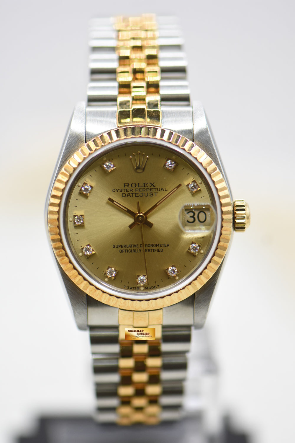 Image 22: ROLEX OYSTER DATEJUST 31mm HALF-GOLD IN JUBILEE BRACELET CHAMPAGNE GOLD DIAMOND DIAL 68273 (MINT)