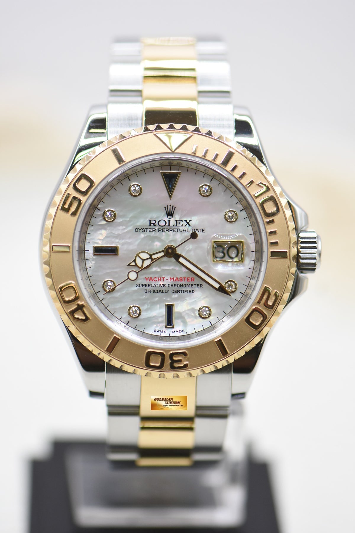 [SOLD] ROLEX OYSTER PERPETUAL YACHT-MASTER HALF-GOLD 40mm MOP DIAMOND DIAL AUTOMATIC 16623 (MINT)