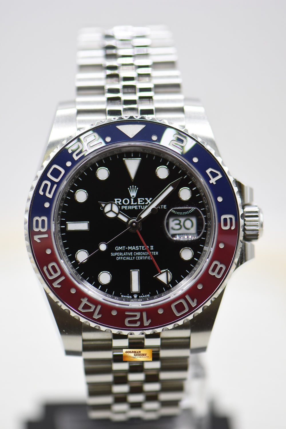 Image 21: ROLEX OYSTER PERPETUAL GMT-MASTER II “PEPSI” CERAMIC RED / BLUE BEZEL JUBILEE STEEL BRACELET 126710BLRO (MINT)