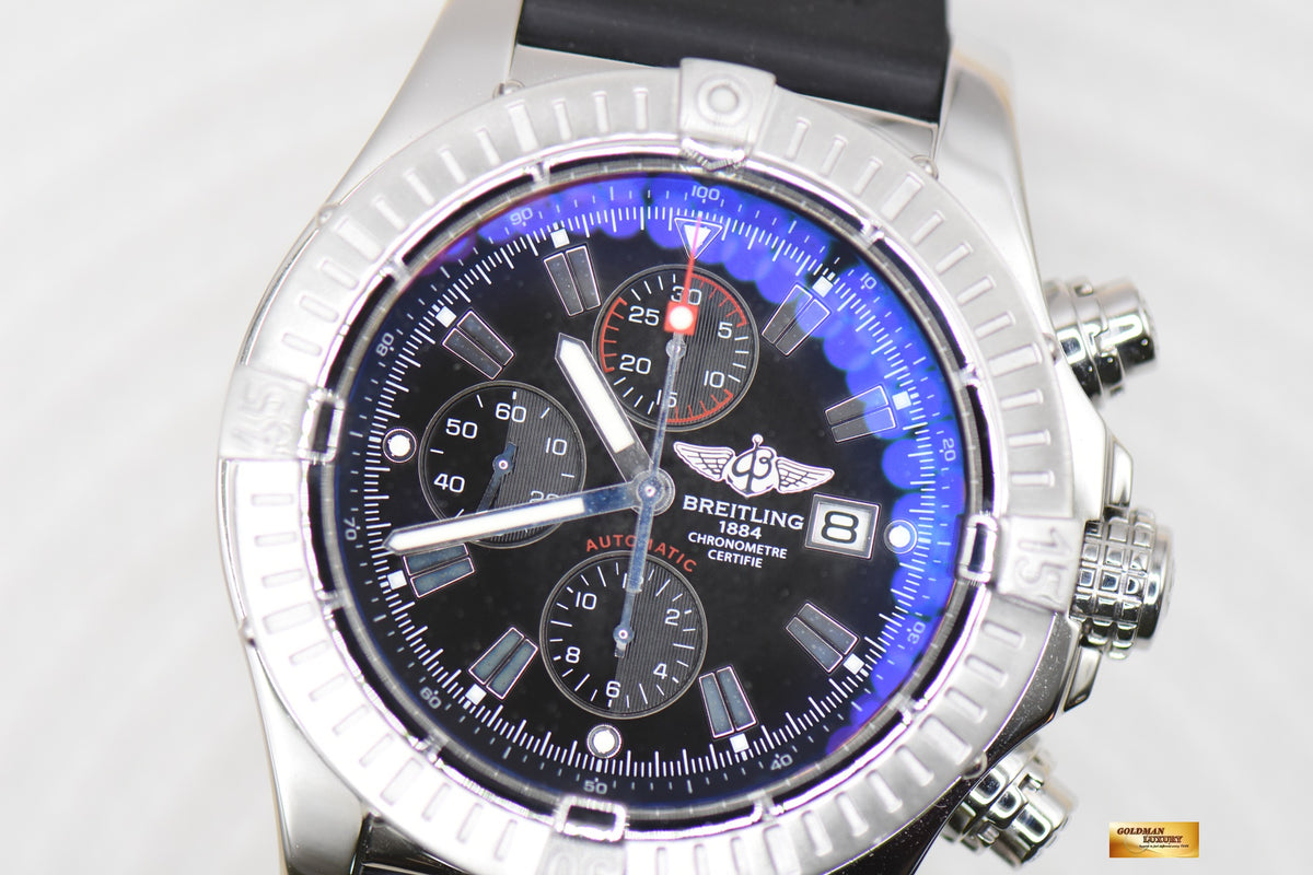 [SOLD] BREITLING SUPER AVENGER CHRONOGRAPH 48mm STEEL IN RUBBER STRAP BLACK A13370 AUTOMATIC (MINT)