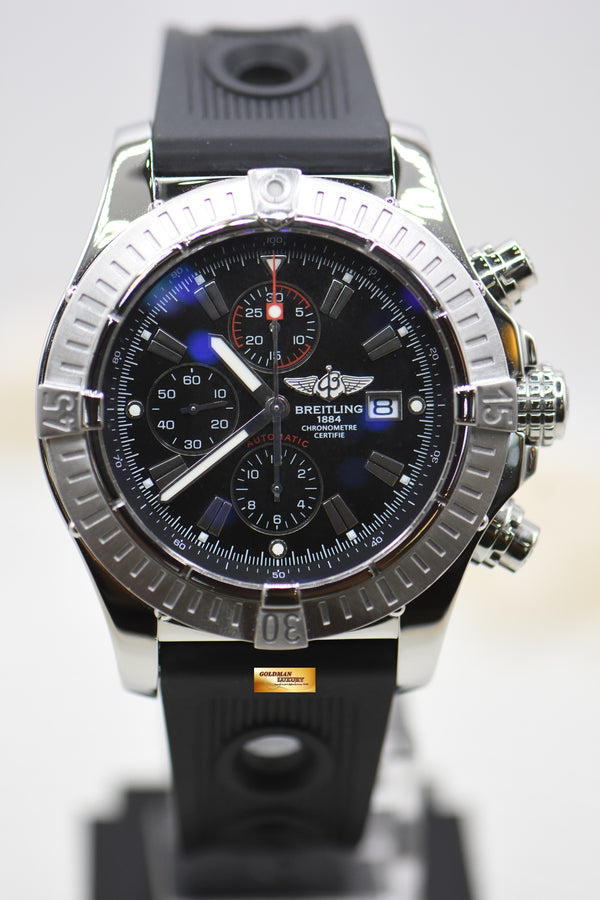 [SOLD] BREITLING SUPER AVENGER CHRONOGRAPH 48mm STEEL IN RUBBER STRAP BLACK A13370 AUTOMATIC (MINT)