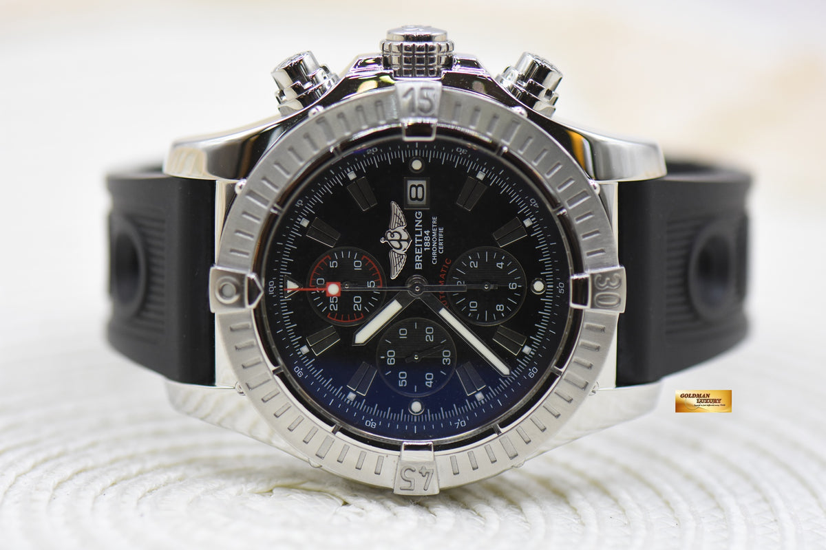 [SOLD] BREITLING SUPER AVENGER CHRONOGRAPH 48mm STEEL IN RUBBER STRAP BLACK A13370 AUTOMATIC (MINT)