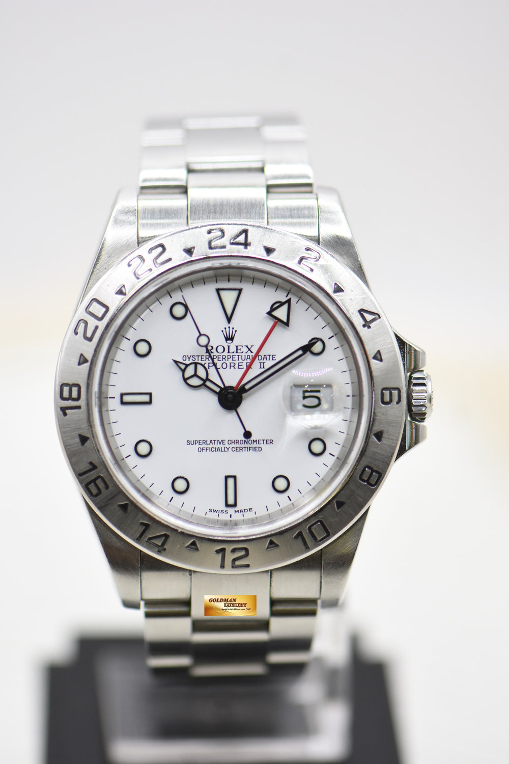 Image 18: ROLEX OYSTER EXPLORER II 40mm STEEL WHITE DIAL CALIBRE 3185 16570 (PINHOLE-SOLID END LINKS) (MINT)