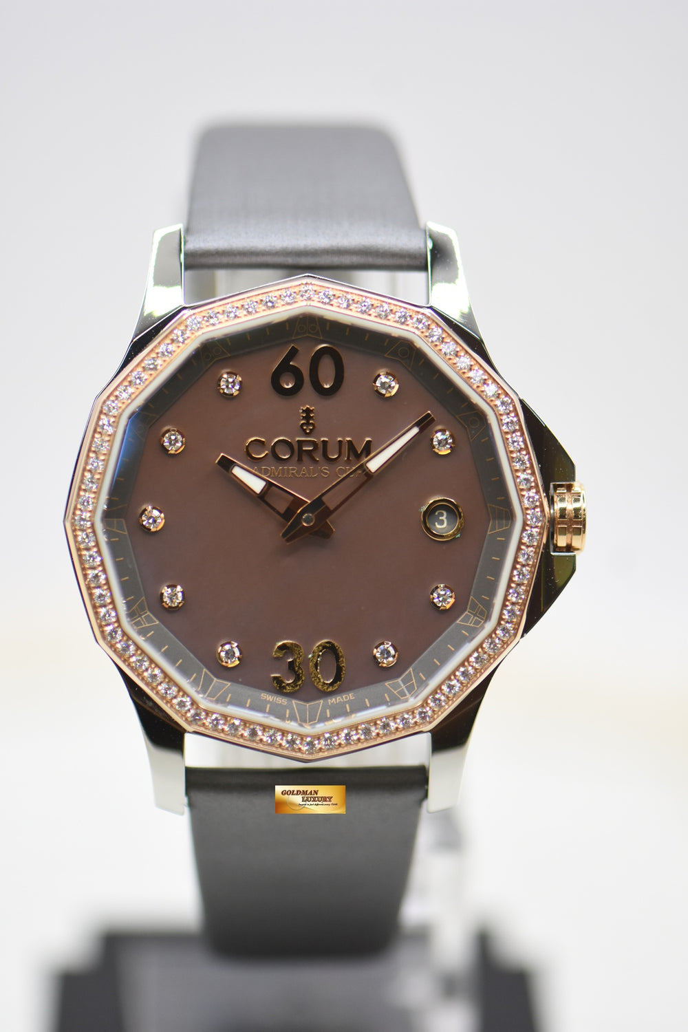 Image 16: CORUM ADMIRAL’S CUP 38mm LADIES MOP DIAMONDS HALF-GOLD AUTOMATIC 01.0091 (MINT)