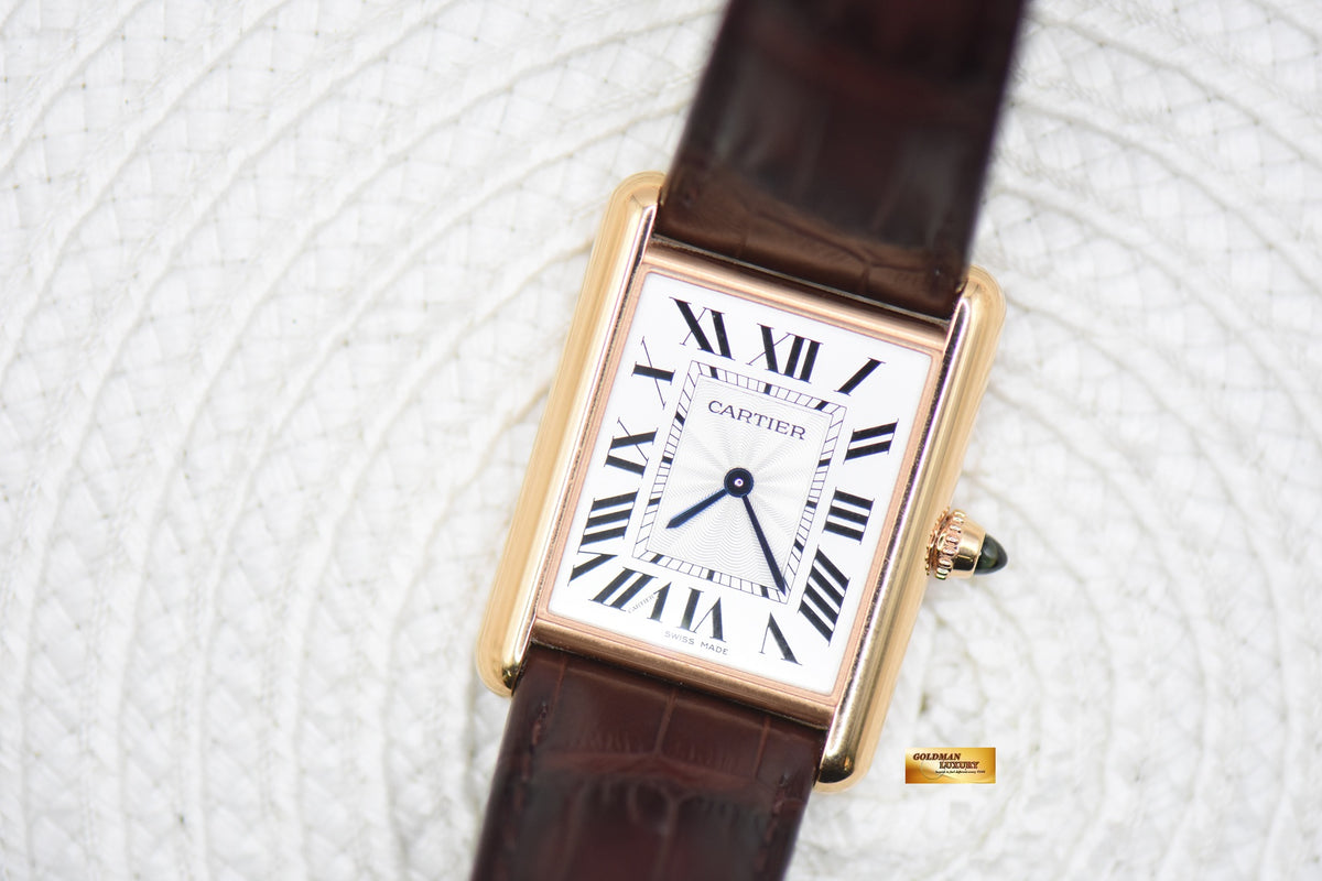 [SOLD] CARTIER TANK LOUIS CARTIER ROSE GOLD IN LEATHER LARGE MODEL MANUAL WINDING WGTA0011 (MINT)