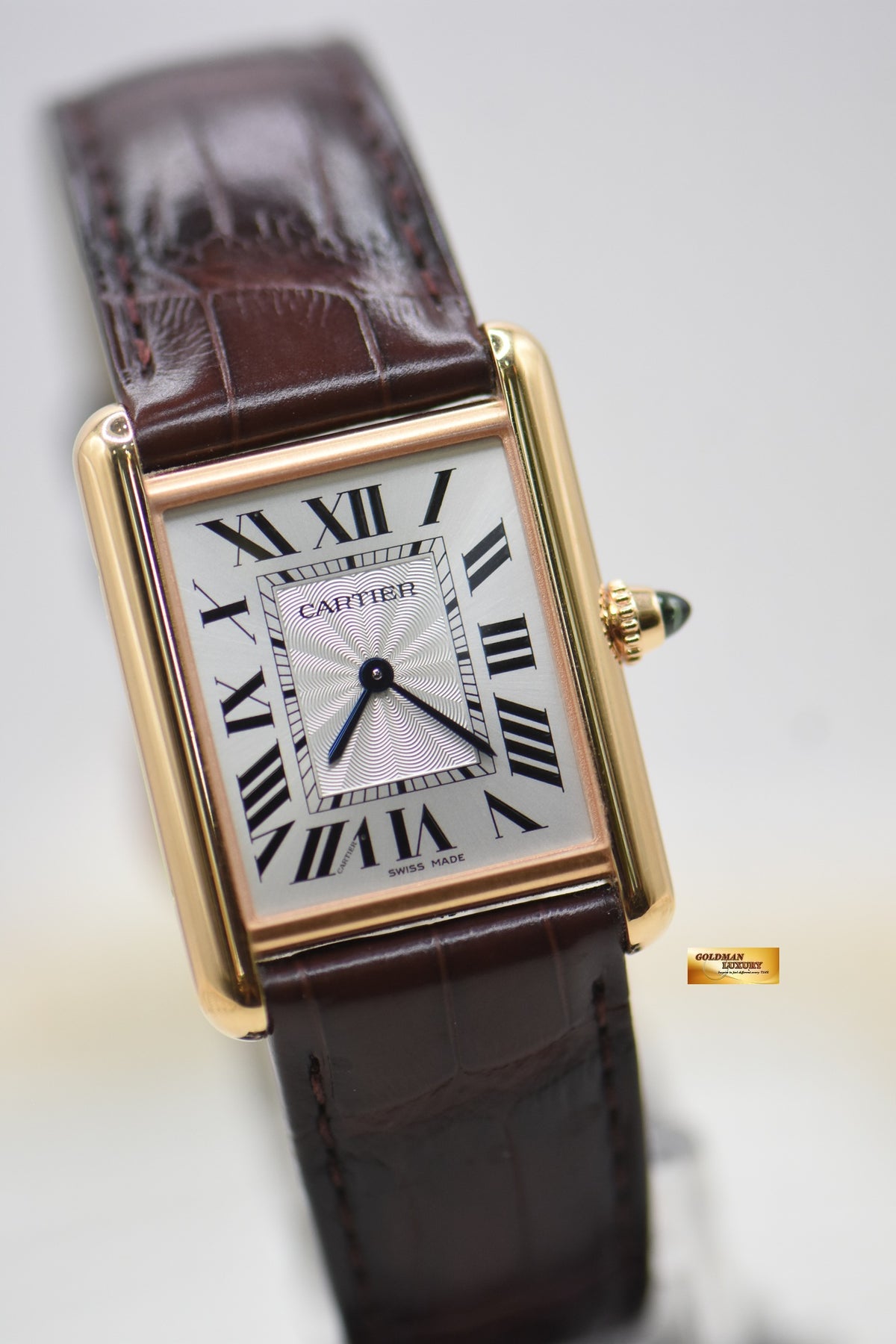 [SOLD] CARTIER TANK LOUIS CARTIER ROSE GOLD IN LEATHER LARGE MODEL MANUAL WINDING WGTA0011 (MINT)