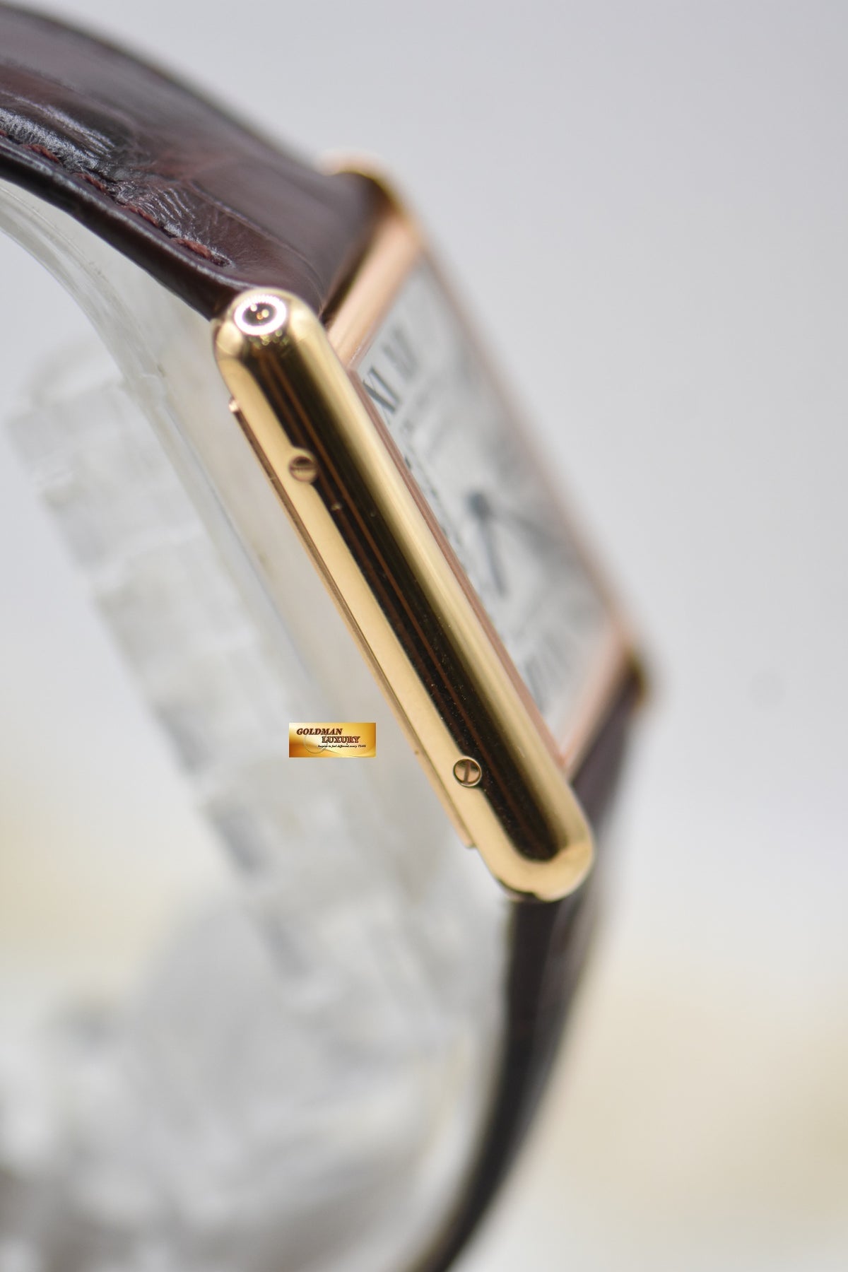 [SOLD] CARTIER TANK LOUIS CARTIER ROSE GOLD IN LEATHER LARGE MODEL MANUAL WINDING WGTA0011 (MINT)