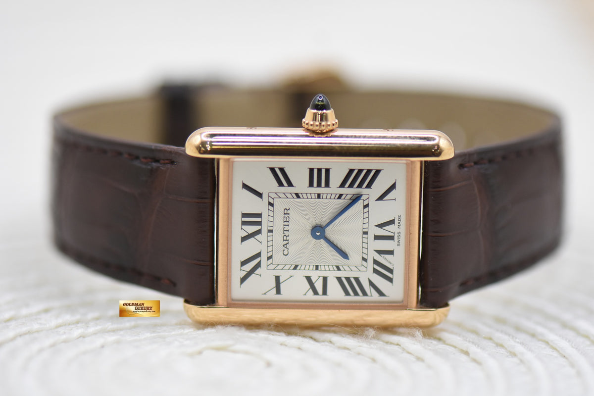 [SOLD] CARTIER TANK LOUIS CARTIER ROSE GOLD IN LEATHER LARGE MODEL MANUAL WINDING WGTA0011 (MINT)