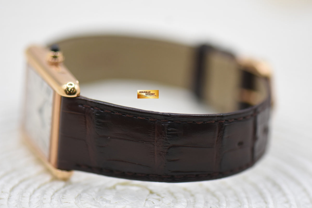 [SOLD] CARTIER TANK LOUIS CARTIER ROSE GOLD IN LEATHER LARGE MODEL MANUAL WINDING WGTA0011 (MINT)