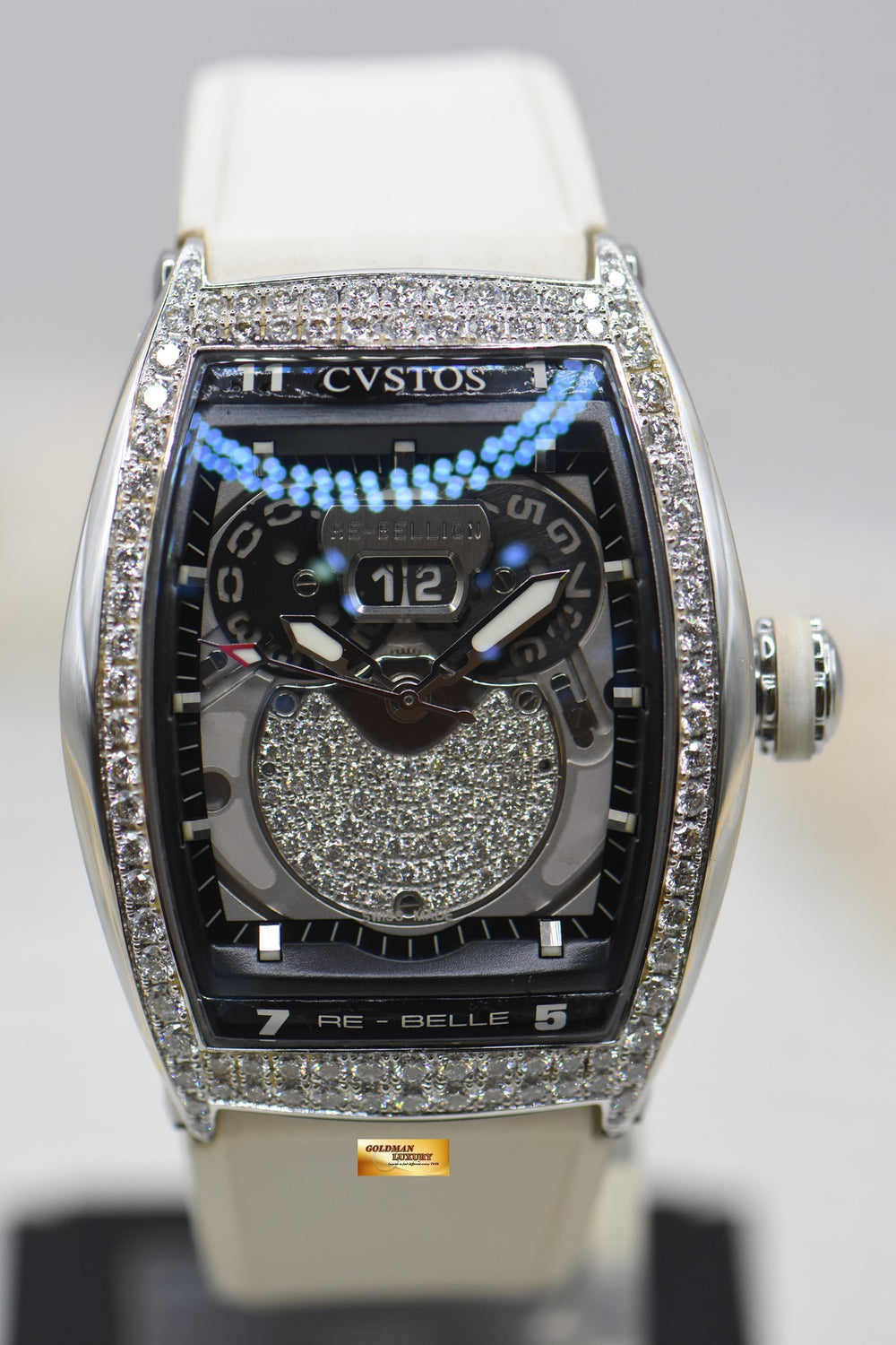 Image 5: CVSTOS DIAMOND Re-BELLION LADIES STEEL IN RUBBER STRAP WHITE AUTOMATIC (MINT)