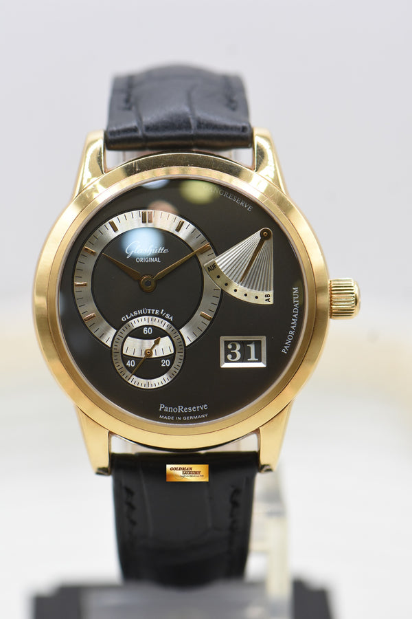 GLASHUTTE PANORESERVE GANGRESERVE BIG DATE 38mm RED GOLD MANUAL 1-65-01-01-01-04 (MINT)