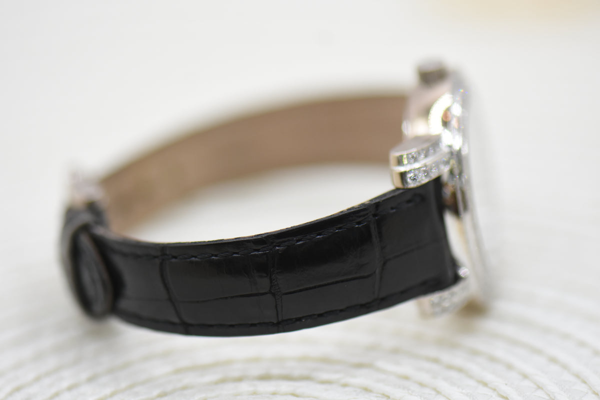 CHOPARD L’Heure Du DIAMANT LADIES 33mm WHITE GOLD IN LEATHER STRAP MOP QUARTZ 139339 (MINT)