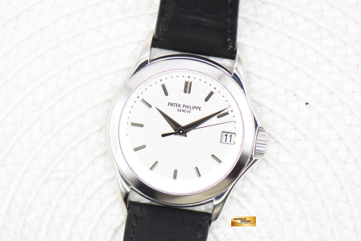PATEK PHILIPPE CALATRAVA 18K WHITE GOLD 37mm IN LEATHER STRAP AUTOMATIC 5107 (MINT)
