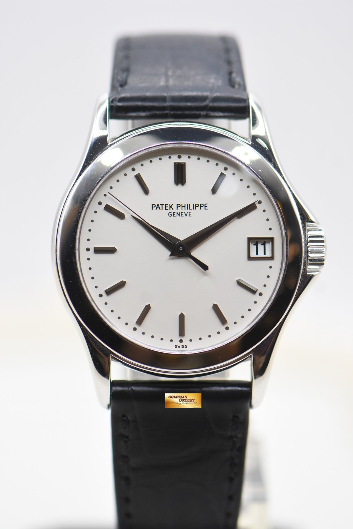 PATEK PHILIPPE CALATRAVA 18K WHITE GOLD 37mm IN LEATHER STRAP AUTOMATIC 5107 (MINT)