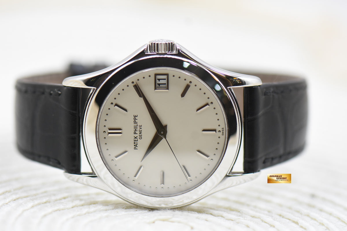 PATEK PHILIPPE CALATRAVA 18K WHITE GOLD 37mm IN LEATHER STRAP AUTOMATIC 5107 (MINT)