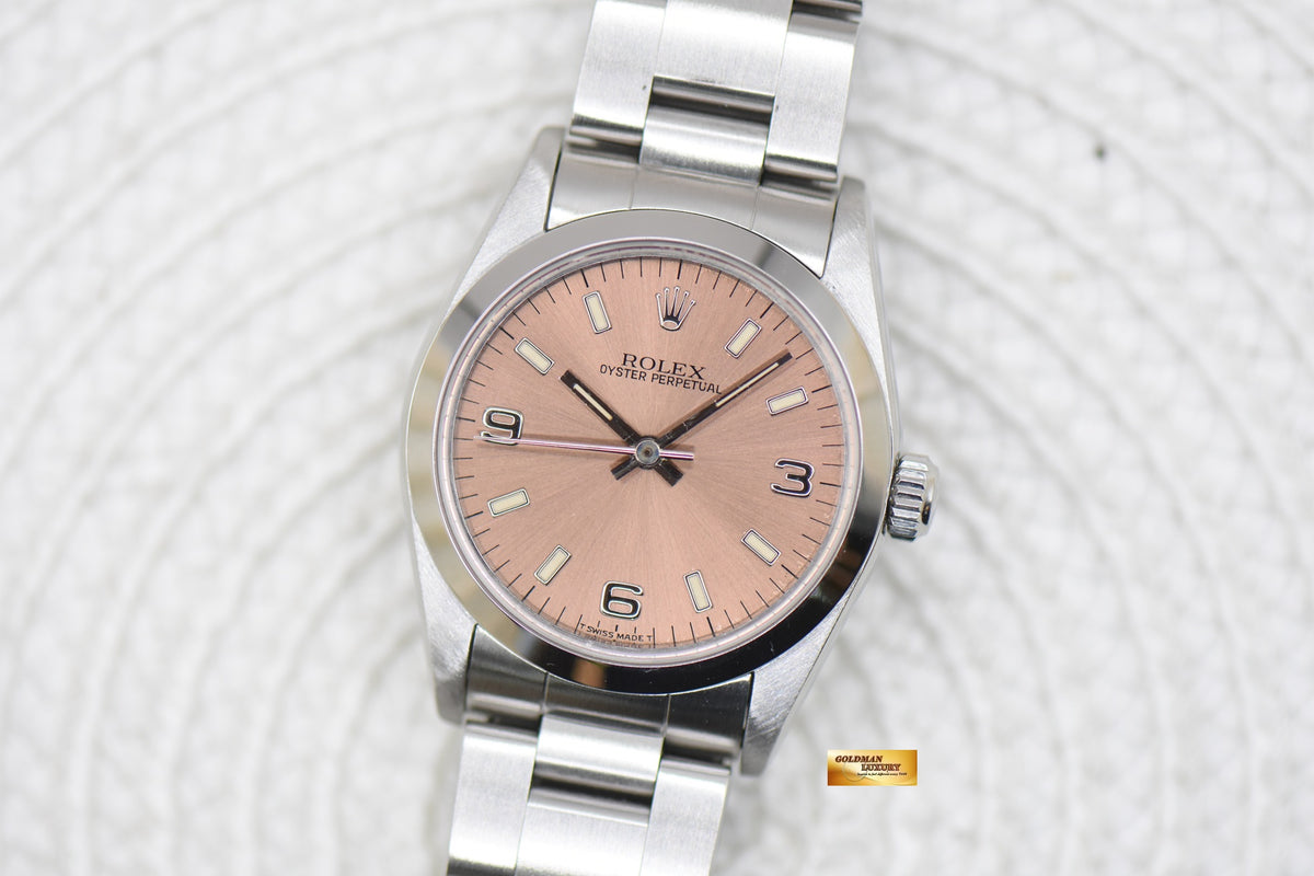 ROLEX OYSTER PERPETUAL 30mm STEEL IN OYSTER BRACELET BRONZE PINK DIAL 67480 (MINT)