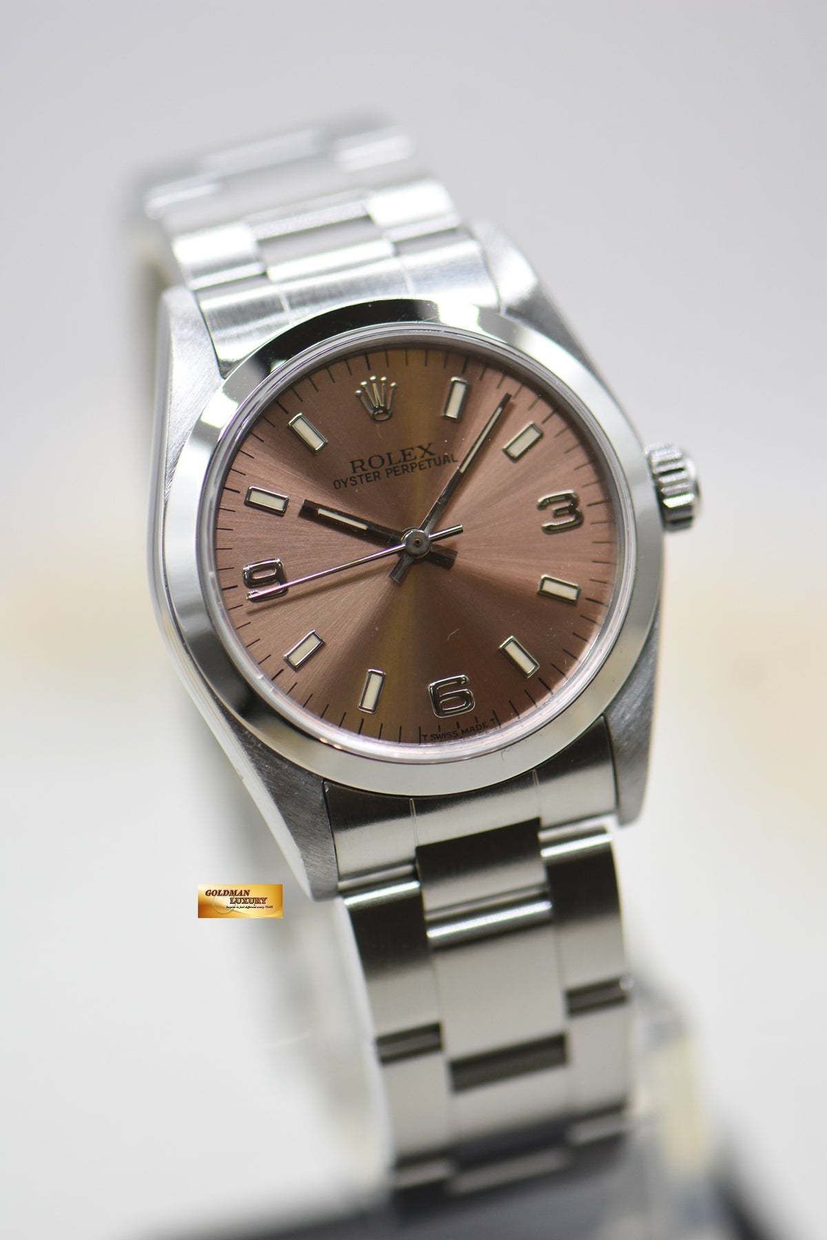 ROLEX OYSTER PERPETUAL 30mm STEEL IN OYSTER BRACELET BRONZE PINK DIAL 67480 (MINT)