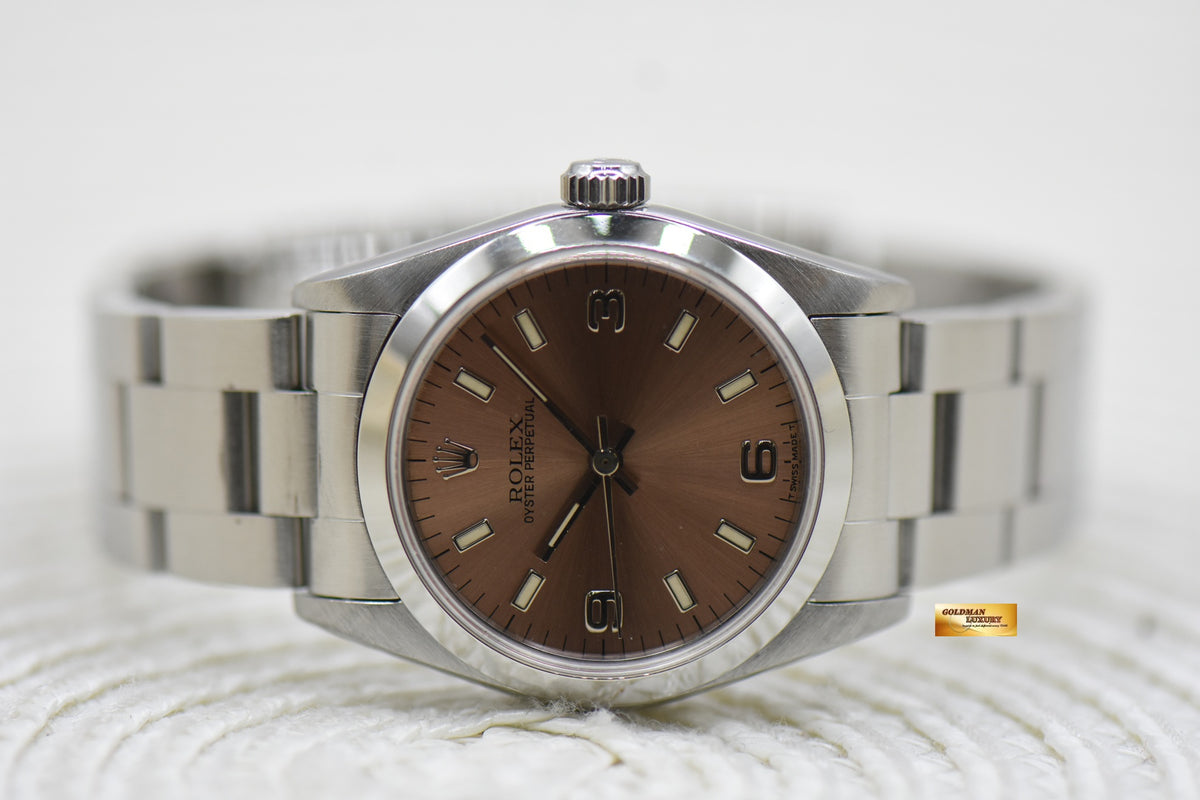 ROLEX OYSTER PERPETUAL 30mm STEEL IN OYSTER BRACELET BRONZE PINK DIAL 67480 (MINT)