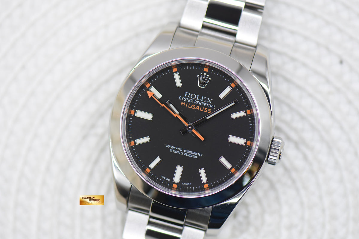 ROLEX OYSTER PERPETUAL MILGAUSS BLACK (CLEAR CRYSTAL) 116400 (MINT)